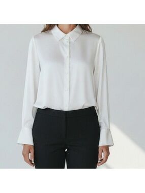 Lucywhims The Drop Large Ivory Satin Button Down Shirt - NWT